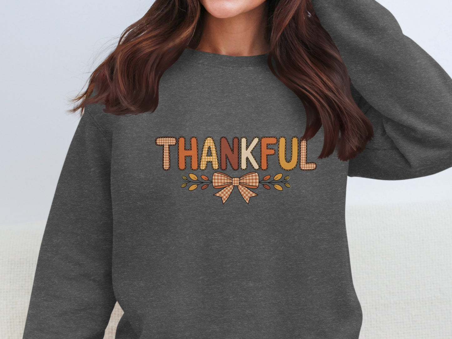 Thankful Autumn Bow Festive Long-Sleeve Shirt