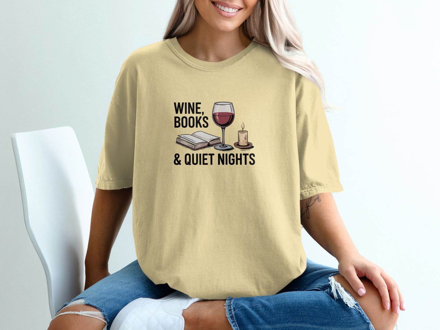 Wine Books and Quiet Nights Graphic Tee product