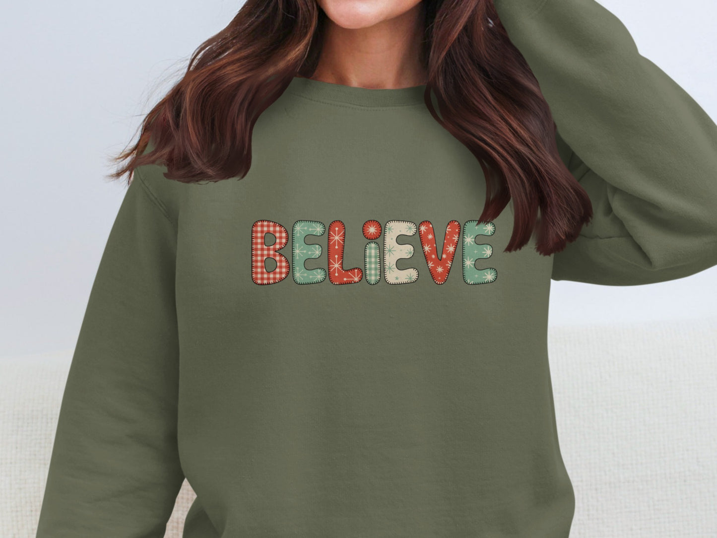 Believe Lettering Festive Long Sleeve Shirt