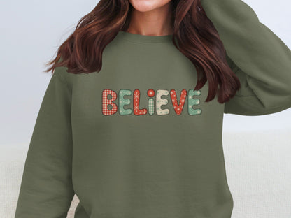 Believe Lettering Festive Long Sleeve Shirt
