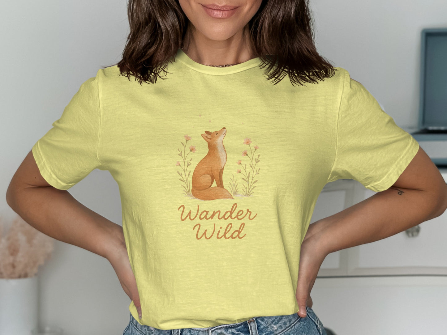 Wander Wild Fox Graphic Yellow T-Shirt product