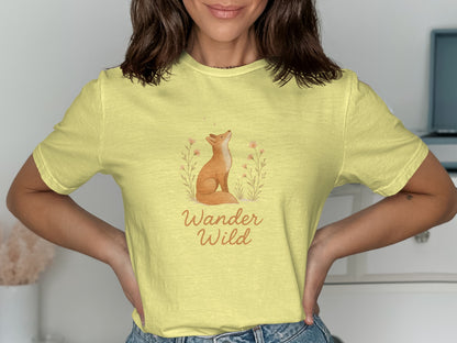 Wander Wild Fox Graphic Yellow T-Shirt product