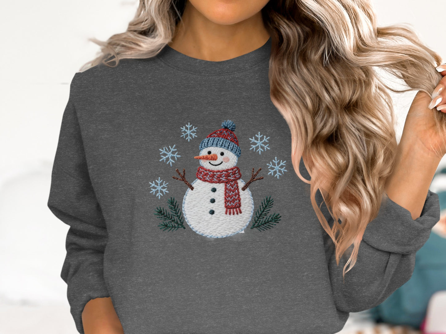 Snowman with Red Scarf Grey Winter Apparel