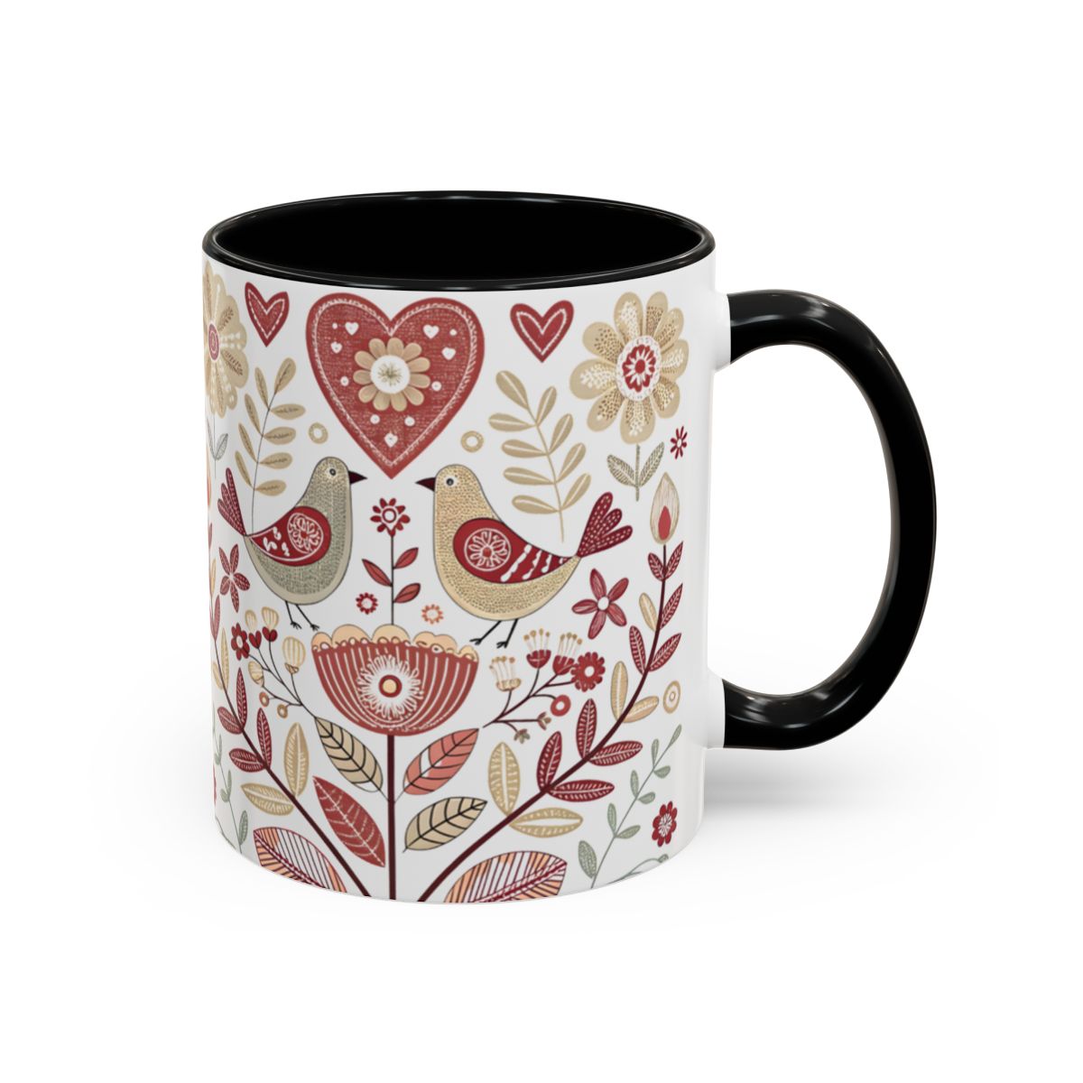 Lovely Birds and Floral Heart Design Mug
