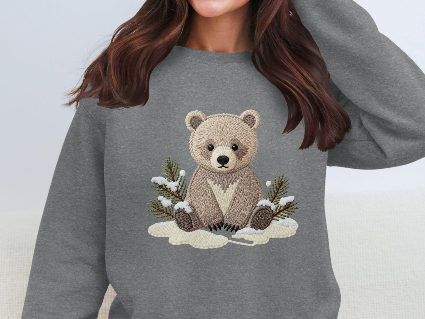 Adorable Bear Design Winter Sweatshirt for All Ages