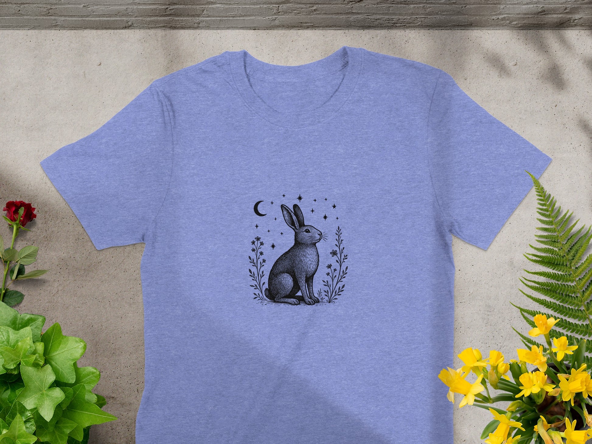 Moonlit Rabbit Design T-Shirt Perfect Casual Wear Product