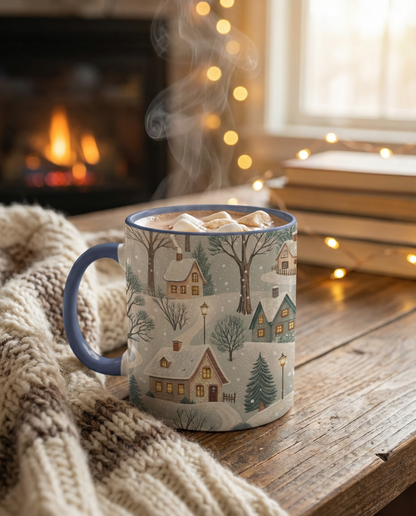 Winter Village Snowy Landscape Coffee Mug