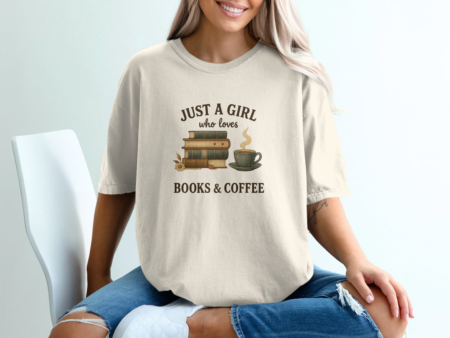 Just a Girl Who Loves Books and Coffee graphic t-shirt