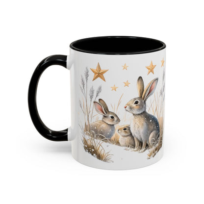 Adorable Bunny Family with Stars Design Mug