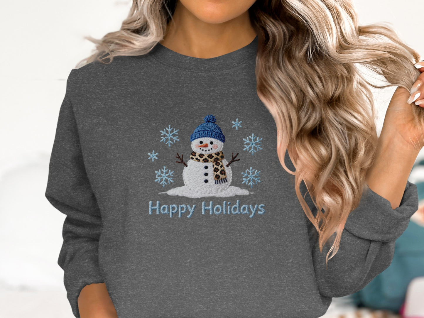 Happy Holidays Snowman and Snowflakes Sweatshirt