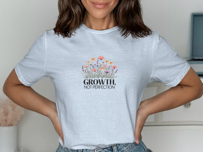 Growth Not Perfection Floral Themed Shirt Product