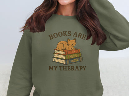 Books Are My Therapy Sweatshirt Apparel