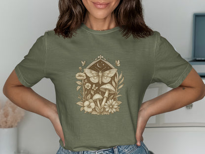 Moonlit Butterfly and Mushrooms Artwork T-shirt product