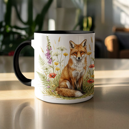 Adorable Fox with Spring Flowers Mug for Nature Lovers