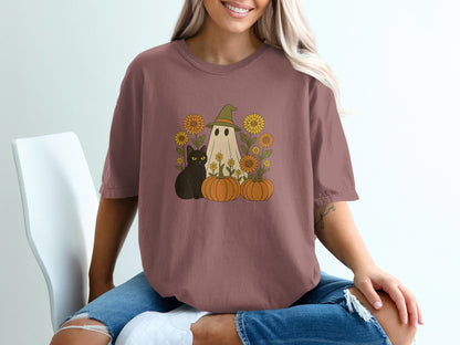 Halloween Ghost Cat and Pumpkin Graphic product type