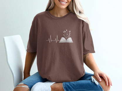 Cute Floral Book Design T-Shirt for Literature Lovers product type