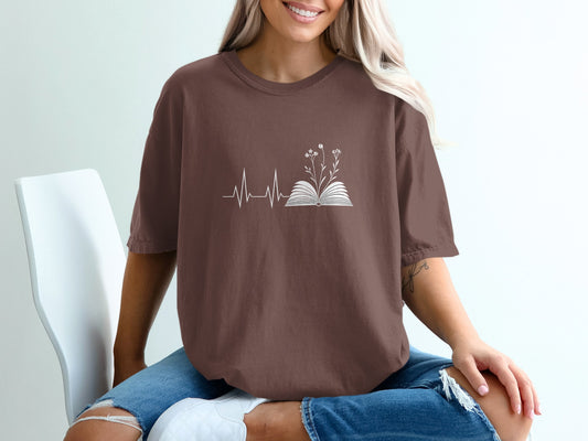 Cute Floral Book Design T-Shirt for Literature Lovers product type