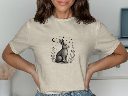 Moonlit Rabbit Graphic Tee Women T Shirt product
