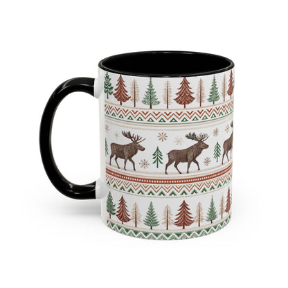 Christmas Reindeer and Winter Trees Pattern Mug