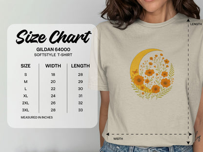 Floral Crescent Moon Design Softstyle T-Shirt product