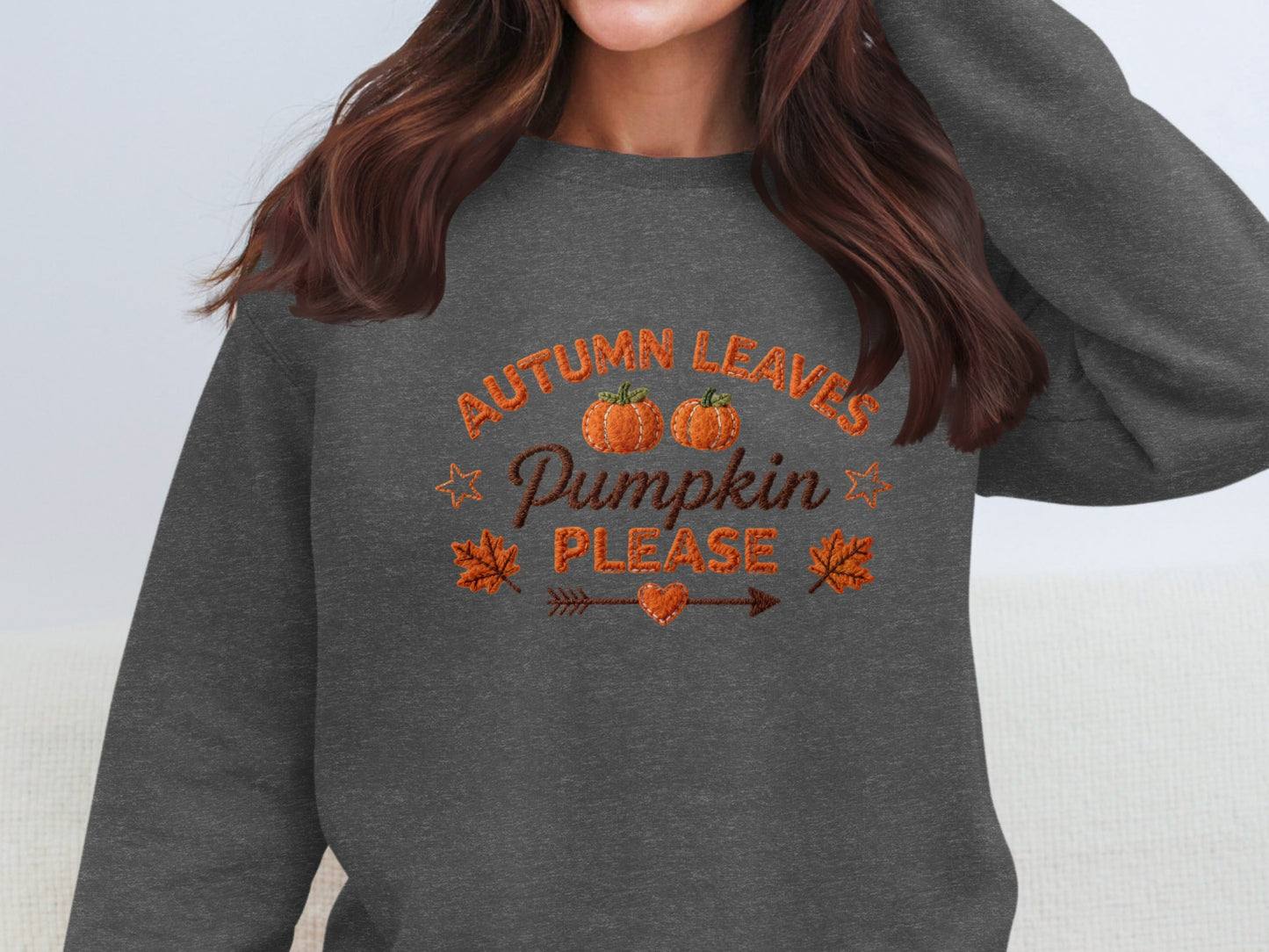 Autumn Leaves Pumpkin Please Graphic Sweatshirt