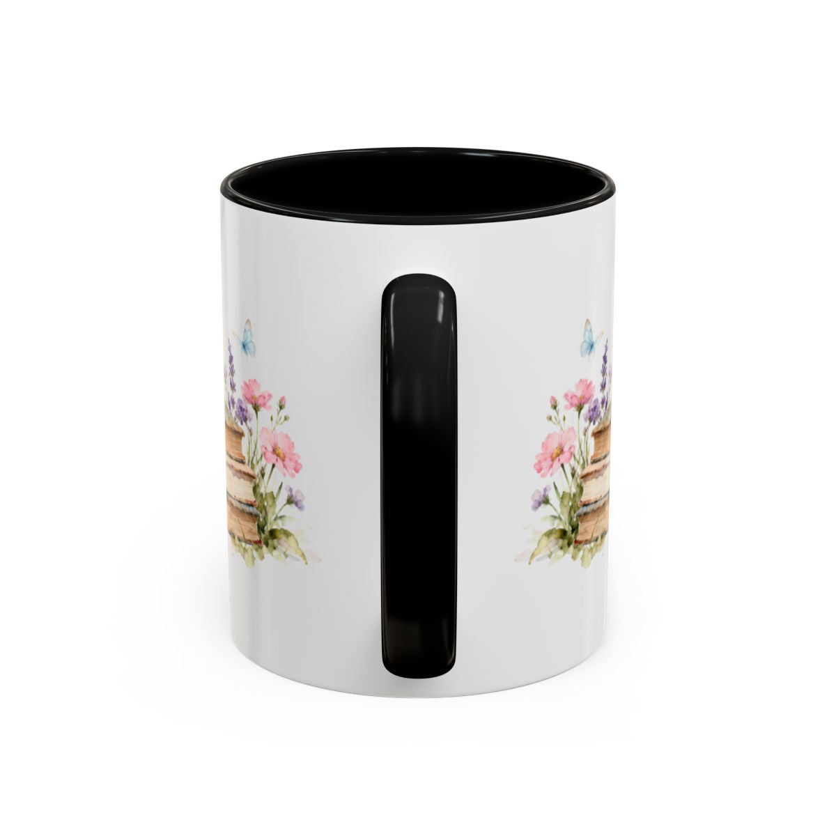 Beautiful Floral Books Print Black Handle Mug product