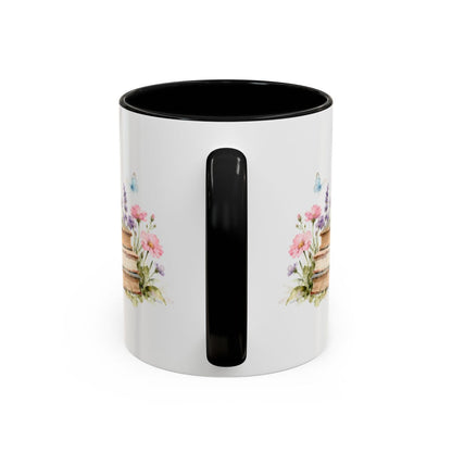 Beautiful Floral Books Print Black Handle Mug product