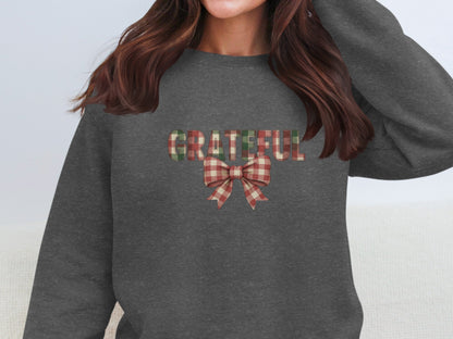 Grateful Plaid Bow Long Sleeve Shirt Fashion Apparel