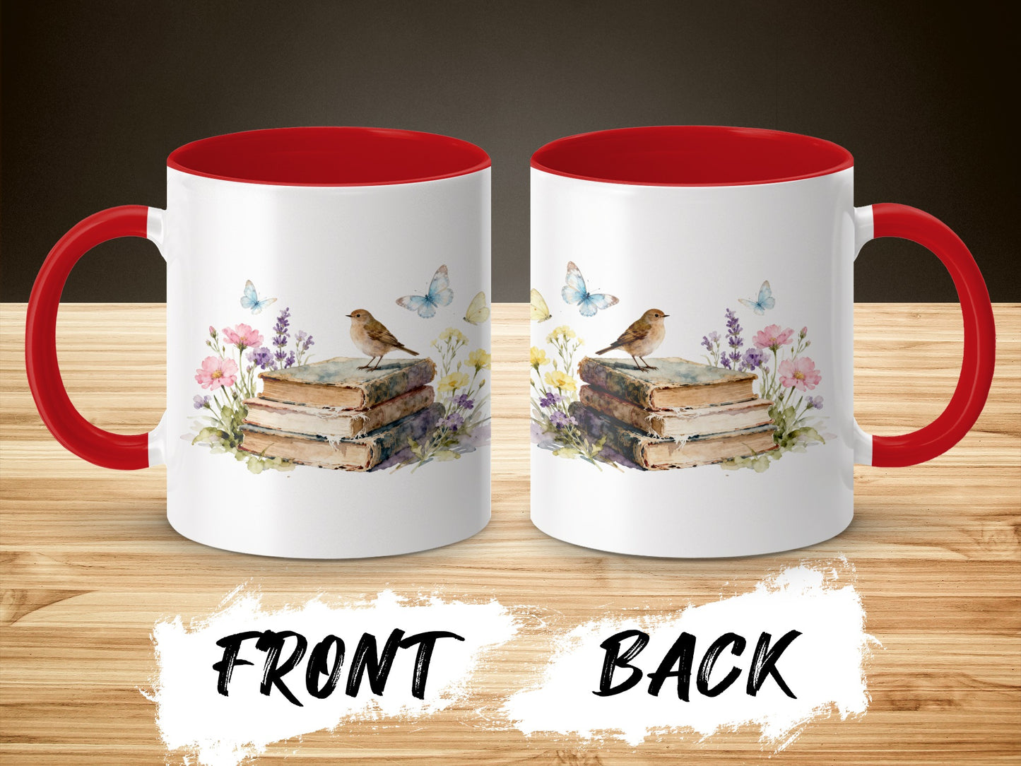 Beautiful Bird and Books Nature Scene Mug product