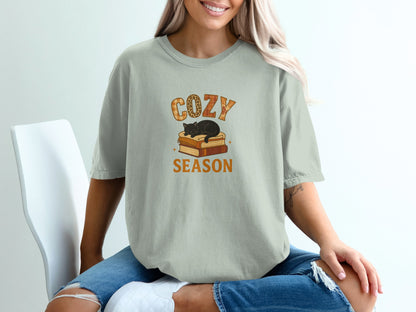 Cozy Season Black Cat Graphic Tee Shirt product