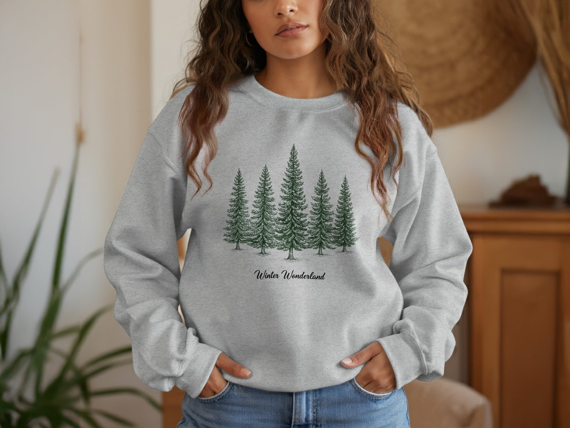 Winter Wonderland Forest Trees Graphic Sweatshirt