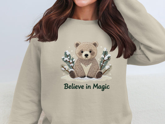 Believe in Magic Cute Bear Graphic Sweatshirt