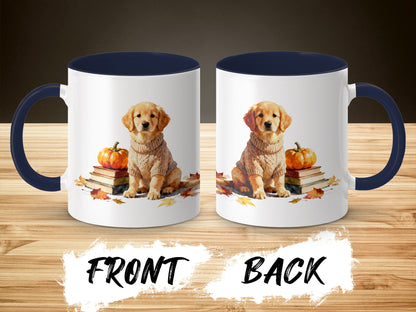 Autumn Puppy Sitting On Books Fall Design Mug product