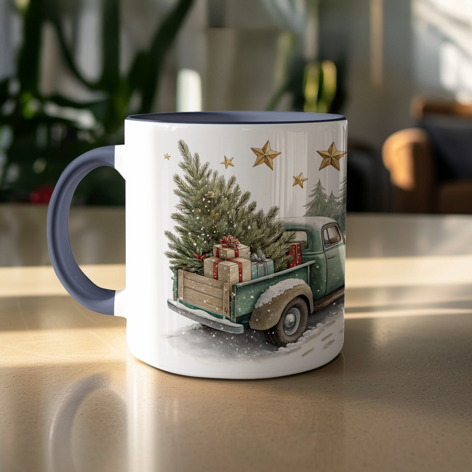 Festive Truck with Tree and Gifts Design Mug