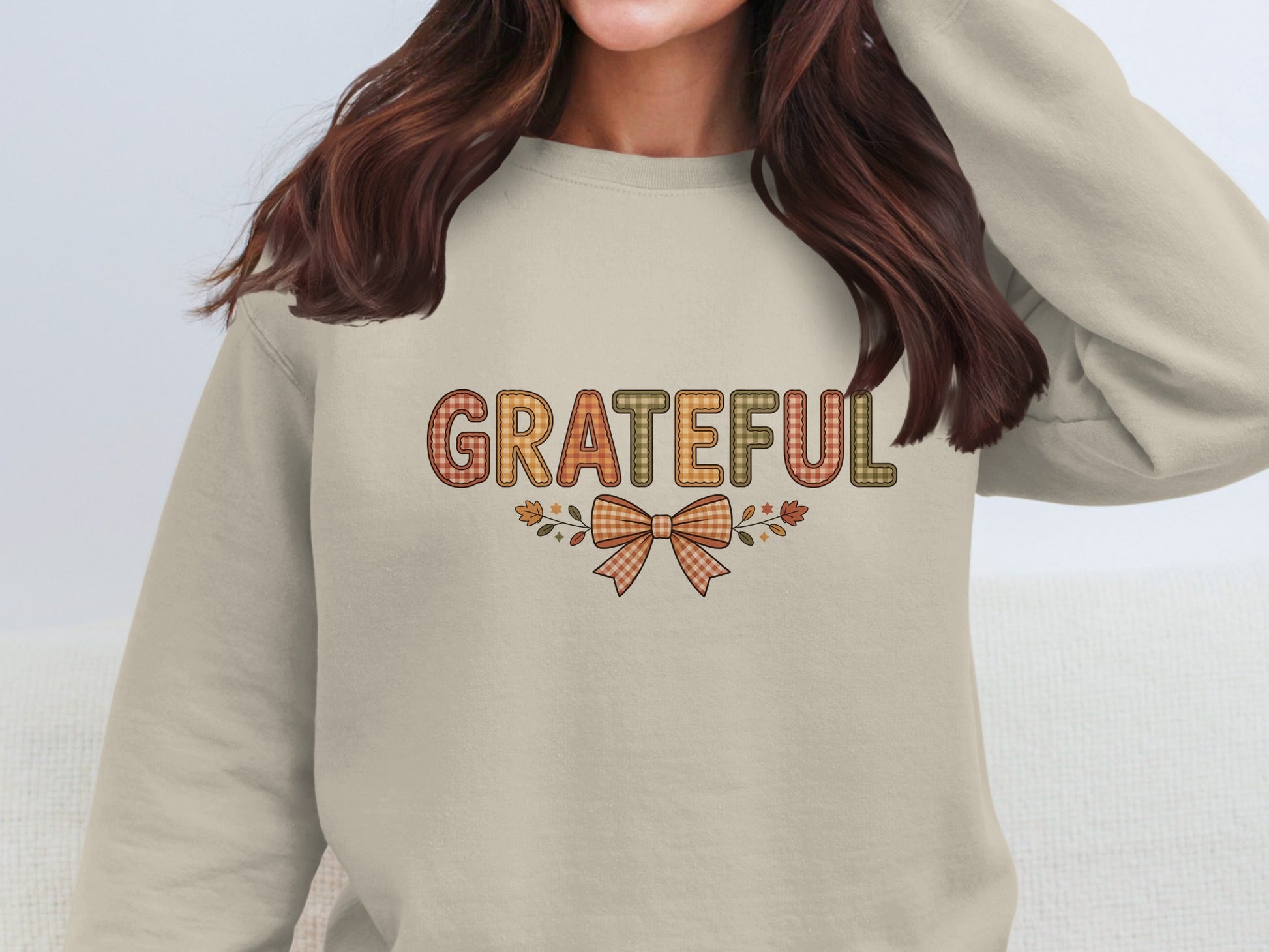 Grateful Printed Sweatshirt with Bow Design