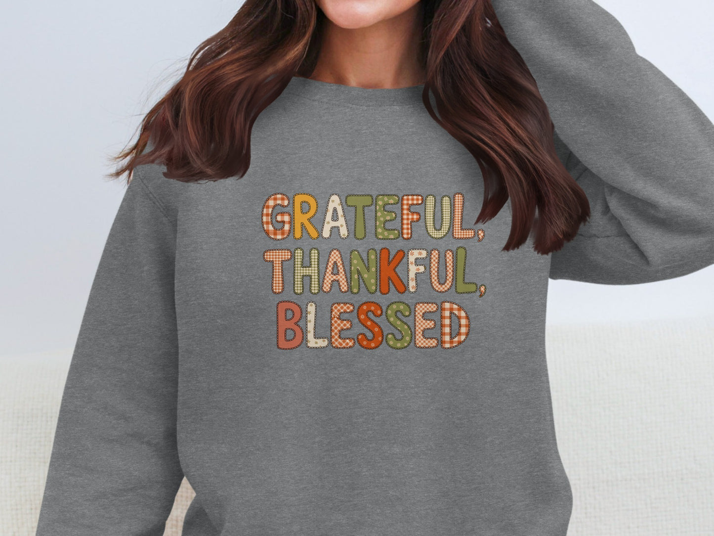 Grateful Thankful Blessed Graphic Sweatshirt
