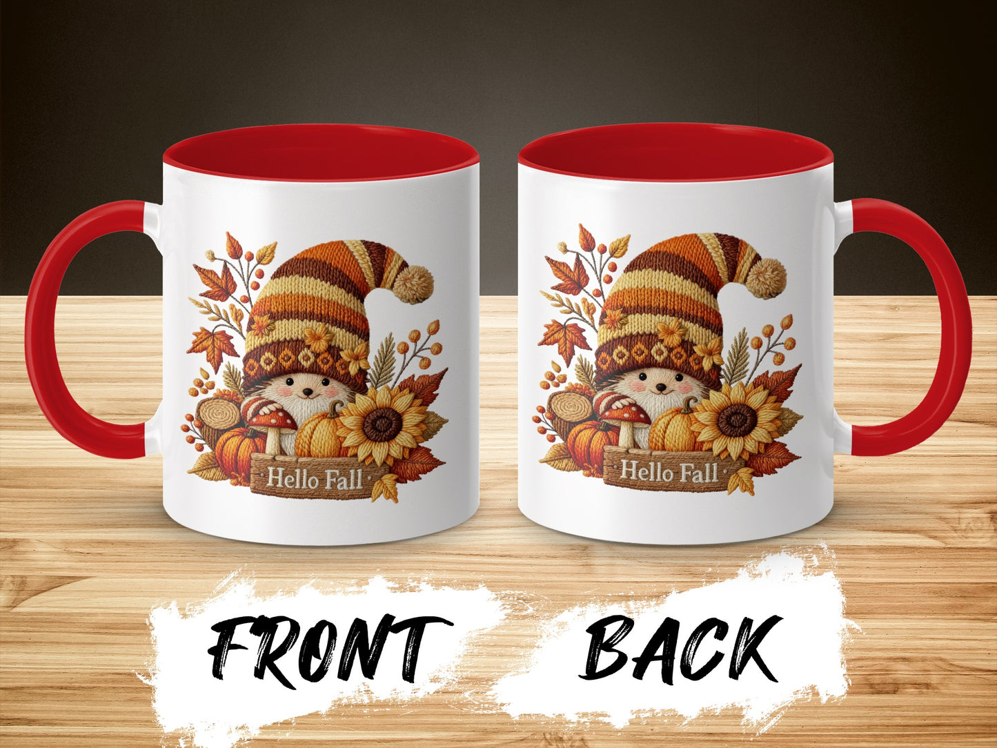 Festive Gnome Autumn Mug with Fall Themed Decorations
