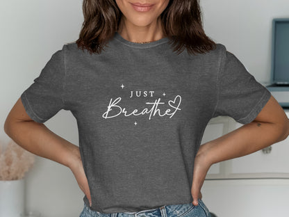 Just Breathe Inspirational Graphic Tee product type