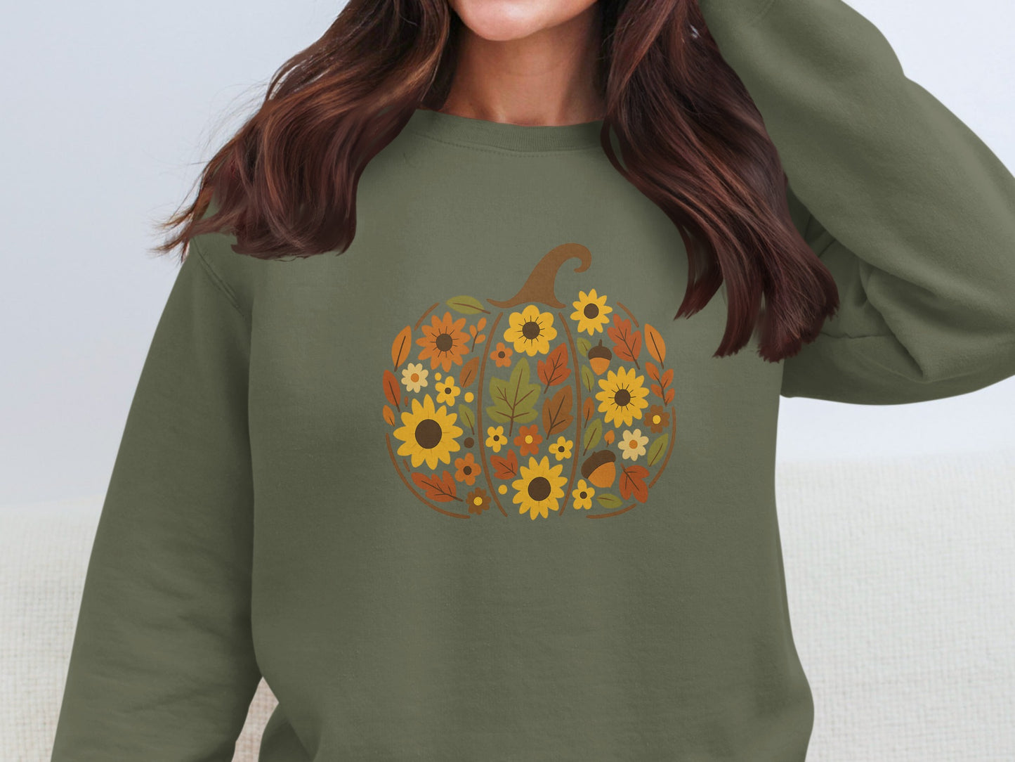 Pumpkin Sunflower Graphic Sweatshirt Perfect for Fall