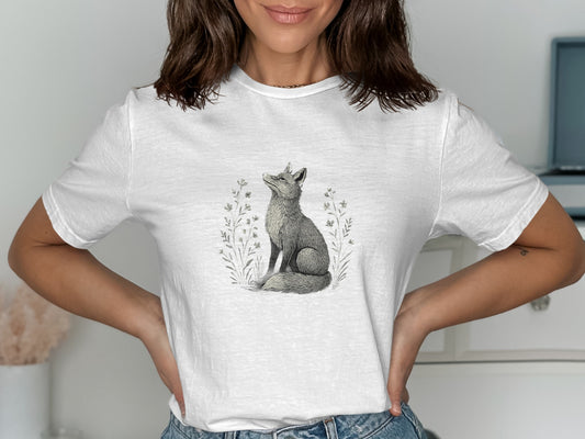 Beautiful Artistic Fox Design White T-shirt product