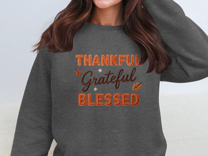 Thankful Grateful Blessed Graphic Sweatshirt