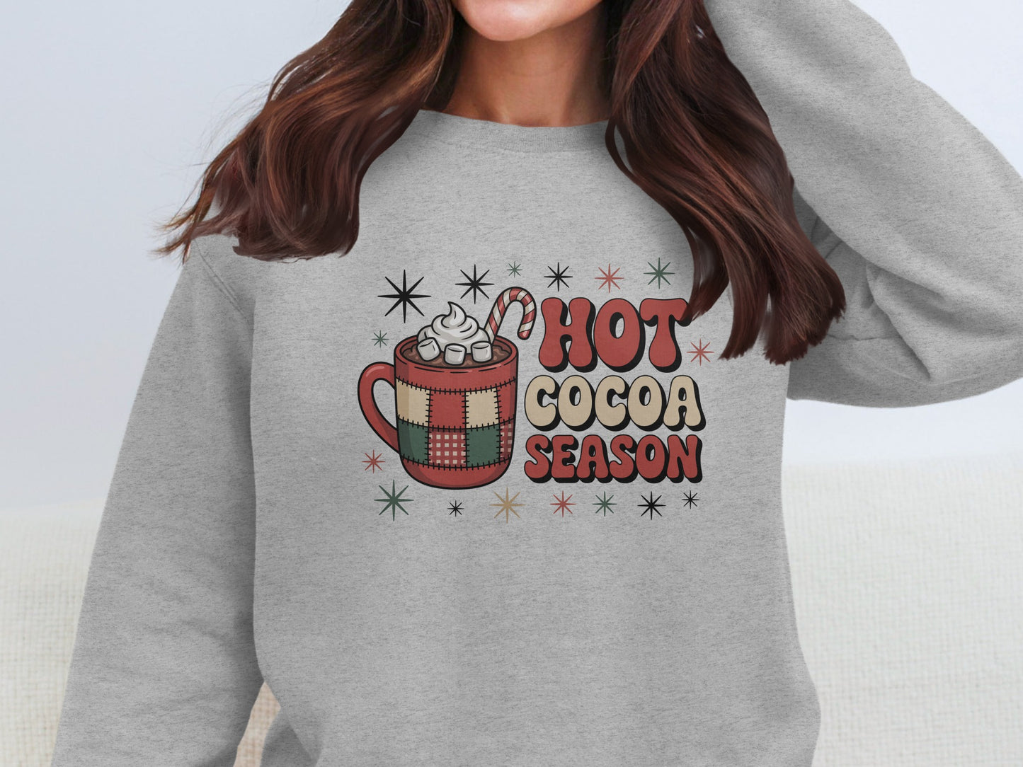 Cozy Hot Cocoa Season Graphic Pullover Sweater