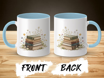 Vintage Books and Flowers Design Two-Sided Mug