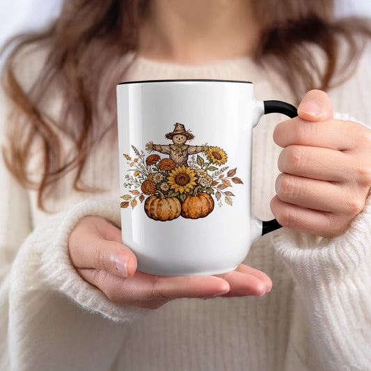 Autumn Scarecrow and Pumpkins Themed Mug Product