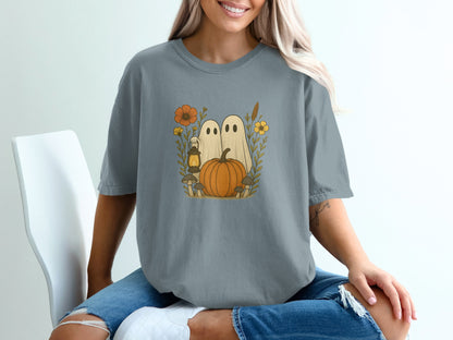 Ghostly Halloween Pumpkin Art Oversized Shirt product