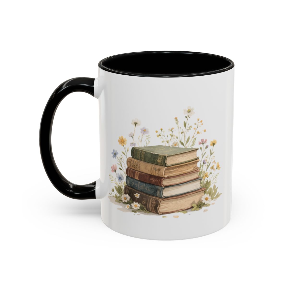 Vintage Bookshelf Character Floral Mug