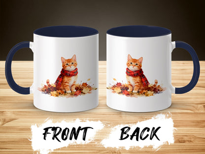 Cute Cat Wearing Scarf Fall Season Coffee Mug product type