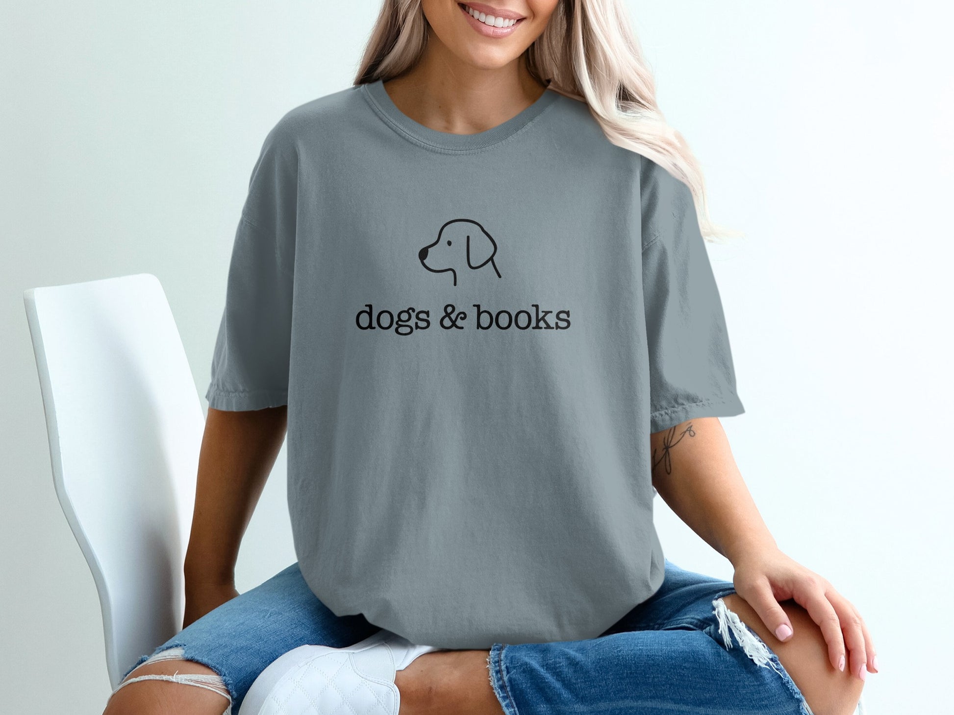 Dogs and Books Graphic Print Tee Shirt product type