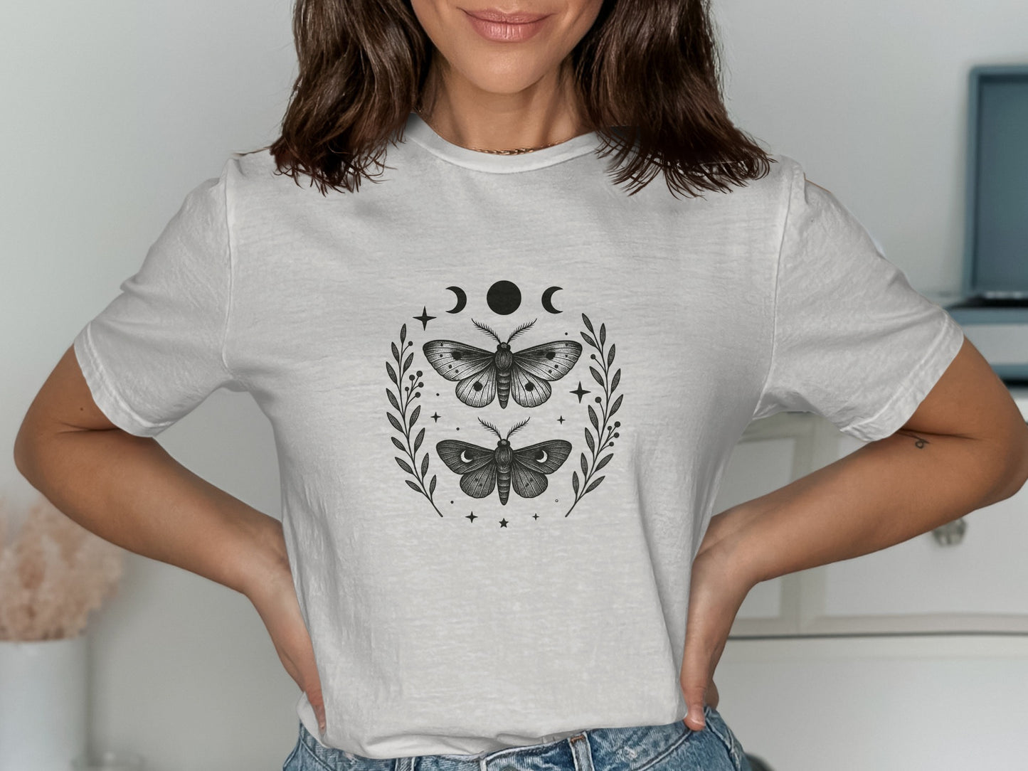 Moon Butterfly Graphic Tee Shirt Fashion Product