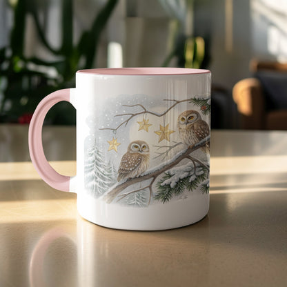 Owl Illustration with Stars Ceramic Mug